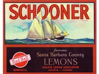 Vintage Schooner Brand Lemon Fruit Crate Label	
