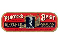 Peacock's Best Kippered Snacks Label