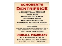Schobert's Dentifrice Label